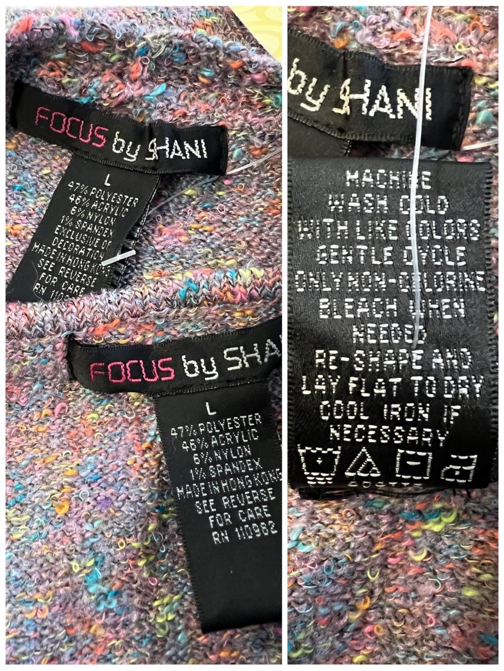 FOCUS by SHANI Women’s Size L Marled Knit Cardigan & Shell Floral Sweater Set - Picture 13 of 14